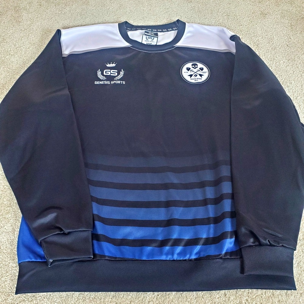 Genesis Sports Training Sweatshirt Size L Black Blue White River Rugby Football